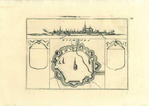 Stadsplattegrond van Diksmuide, Antiek en Kunst, Kunst | Etsen en Gravures
