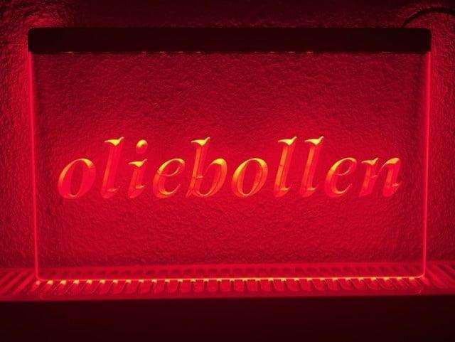 Oliebollen oliebol neon bord lamp LED verlichting reclame li, Verzamelen, Merken en Reclamevoorwerpen, Nieuw, Verzenden