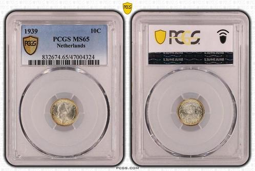 Koningin Wilhelmina 10 cent 1939 MS65 PCGS gecertificeerd, Postzegels en Munten, Munten | Nederland, Losse munt, 10 cent, Koningin Wilhelmina