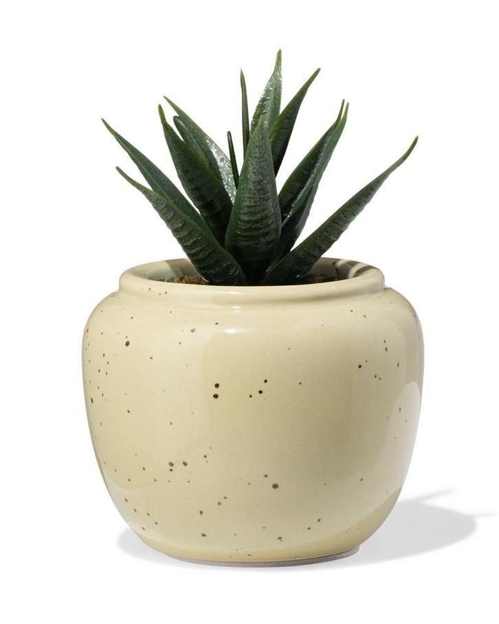 HEMA Bloempot 7x6.6cm keramiek spikkels beige, Huis en Inrichting, Kamerplanten, Verzenden
