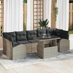 vidaXL Tuin Sofa Set met kussen 8 pcs Lichtgrijs Poly riet, Verzenden, Nieuw, Rotan