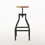 Industriële metalen kruk | Draaibaar | Horeca | Hoge kruk, Huis en Inrichting, Barkrukken, Verzenden, Nieuw, 1 kruk, Hout