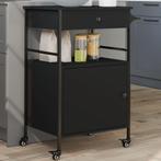 vidaXL Keukentrolley 56x43x89,5 cm bewerkt hout zwart, Huis en Inrichting, Keuken | Keukenbenodigdheden, Nieuw, Verzenden
