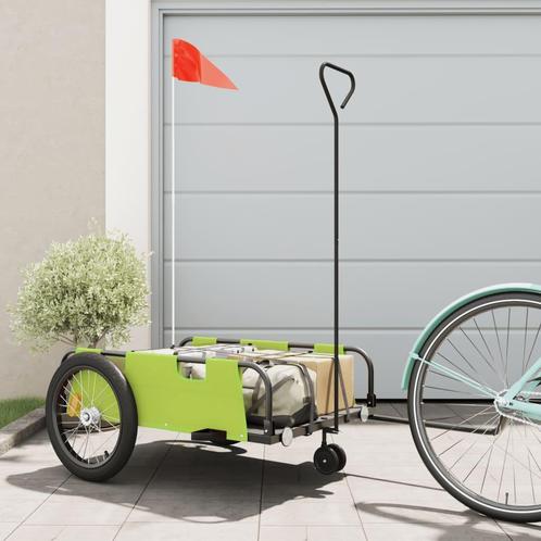 vidaXL Fietstrailer oxford stof en ijzer groen en zwart, Fietsen en Brommers, Fietsaccessoires | Aanhangers en Karren, Nieuw, Verzenden