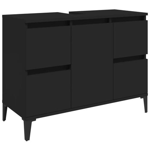Wastafelkast 80cm Zwart Metaal - Retourdeal - Stijlvol &..., Huis en Inrichting, Badkamer | Badkamermeubels, 25 tot 50 cm, Nieuw