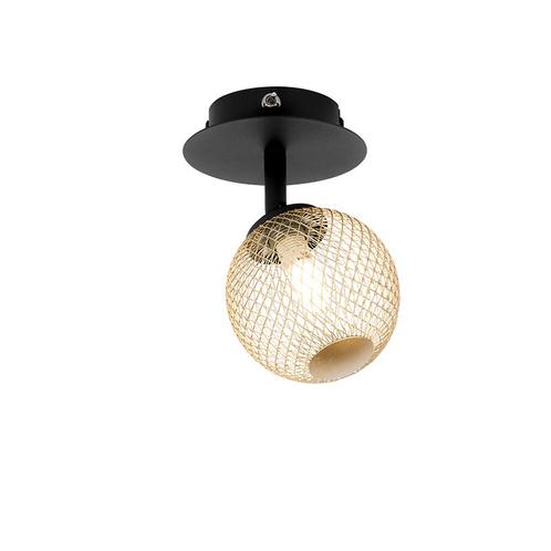 Spot zwart met goud verstelbaar - Athens Wire, Huis en Inrichting, Lampen | Spots, Nieuw, Glas