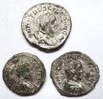 Romeinse Rijk. A group lot of 3 silver coins, 2nd-3rd