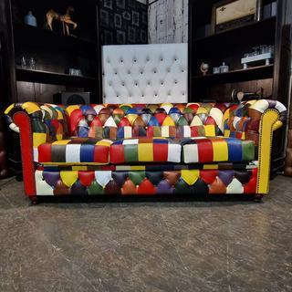 3-Zits Bank Chesterfield, Kameleon, meerkleurig, Huis en Inrichting, Banken | Sofa's en Chaises Longues