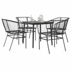 vidaXL 5-delige Tuinset poly rattan glas zwart, Tuin en Terras, Tuinsets en Loungesets, 4 zitplaatsen, Nieuw, Tuinset, Verzenden