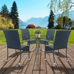 Polyrotan Tuinstoelen Yoro - 4-delig - Zwart - Stapelbaar, Tuin en Terras, Tuinstoelen, Verzenden, Nieuw