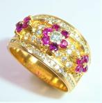 Ring - 18 karaat Geel goud Diamant  (Natuurlijk) - Robijn -