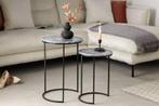 Design bijzettafel set van 2 ELEMENTS 40cm grijs marmer, Huis en Inrichting, Tafels | Sidetables, Ophalen of Verzenden, Nieuw