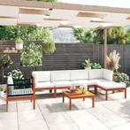 vidaXL 7-delige Loungeset met kussens massief acaciahout, Tuin en Terras, Verzenden, Nieuw, Hardhout, Loungeset