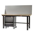 Werkbank zwart 200 cm met hardhouten blad +, Doe-het-zelf en Verbouw, Werkbanken, Ophalen of Verzenden, Nieuw