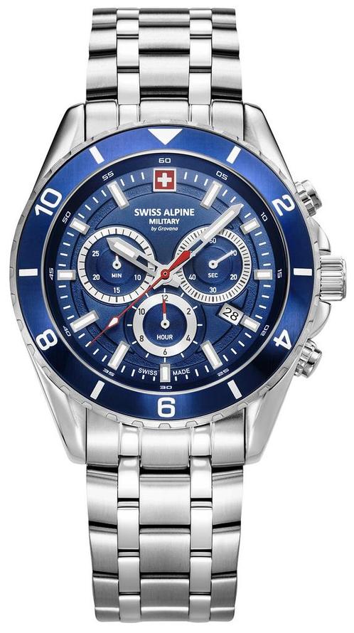 Swiss Alpine Military 7034.9135 Sierra Chrono horloge, Sieraden, Tassen en Uiterlijk, Horloges | Heren, Staal, Nieuw, Staal, Overige merken