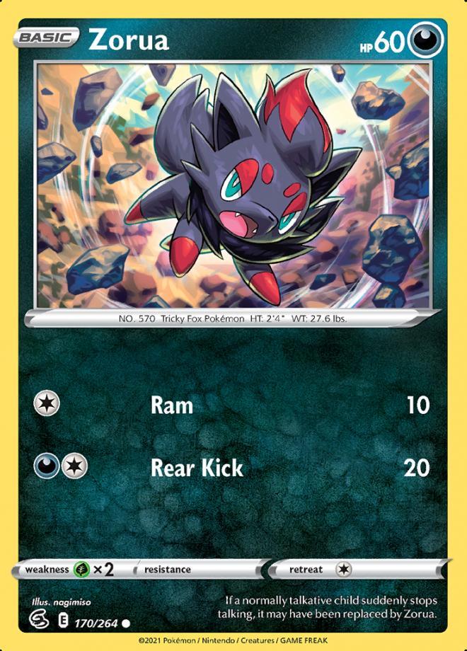 Zorua 170/264 (Fusion Strike), Hobby en Vrije tijd, Verzamelkaartspellen | Pokémon, Losse kaart, Nieuw, Foil, Ophalen of Verzenden