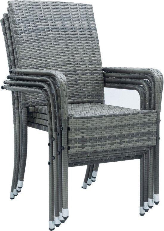 2dekans | Polyrotan Tuinstoelen Yoro - 4-delig - Grijs -, Huis en Inrichting, Stoelen, Grijs, Gebruikt, Ophalen of Verzenden