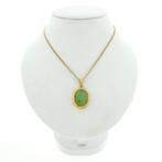 Gouden hanger met Jade (vintage gouden hanger, vintage), Ophalen of Verzenden, Gebruikt, Goud, Overige merken