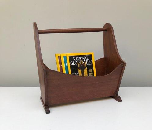 Tijdschriftenhouder - Teak - Vintage Krantenbak, Antiek en Kunst, Kunst | Designobjecten