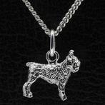 Zilveren Bouvier ketting hanger - oren ongecoupeerd - klein, Sieraden, Tassen en Uiterlijk, Verzenden, Nieuw