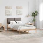 vidaXL Bedframe Bruin en taupe 135 x 190 cm Massief, Huis en Inrichting, Verzenden, Nieuw, Bruin, Hout