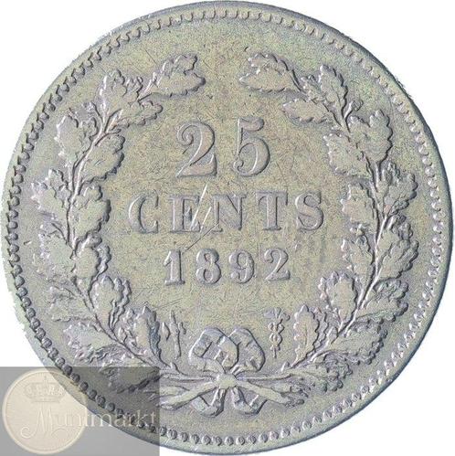 Nederland. Wilhelmina. 25 Cent 1892, 1893 & 1894 (3, Postzegels en Munten, Munten | Nederland