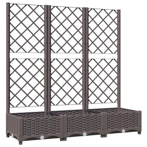 Bruine plantenbak met klimrek - - Retourdeal voor moestuin!, Tuin en Terras, Bloembakken en Plantenbakken, 60 cm of meer, 100 cm of meer