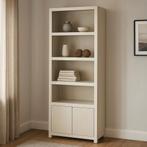 Wandkast Mangohout Evan 80 Crème (4 Open Vakken, 2 Deuren), Verzenden, Nieuw