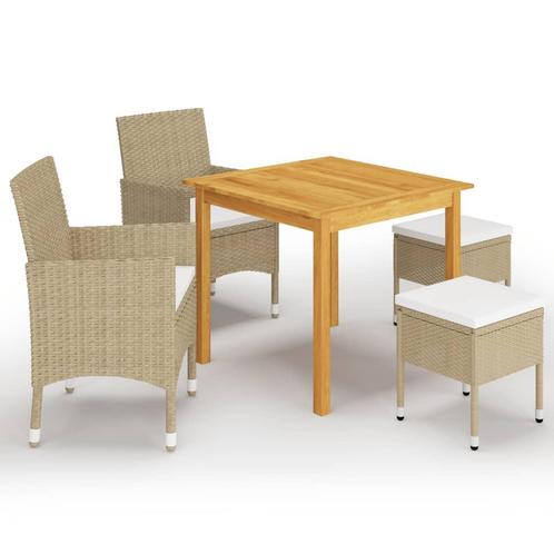 vidaXL 5-delige Tuinset beige, Tuin en Terras, Tuinsets en Loungesets, Tuinset, Nieuw, 4 zitplaatsen, Hardhout, Verzenden
