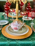 Tafelkleed voor grote tafels, droog groen damast -, Antiek en Kunst