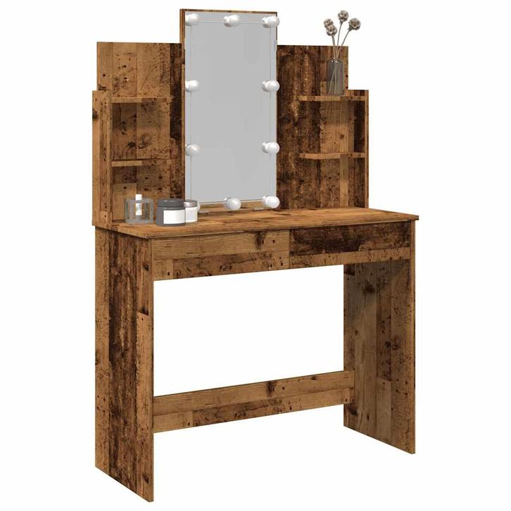 vidaXL Kaptafel met LED-verlichting 96x40x142 cm oud, Huis en Inrichting, Tafels | Kaptafels, Nieuw, Verzenden