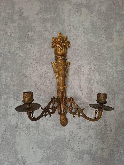 Kaarsenhouder - Verguld brons - Wandkalender, Antiek en Kunst, Curiosa en Brocante