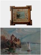 Dipinto con ricamo Chillon castle - Switzerland - Paneel -