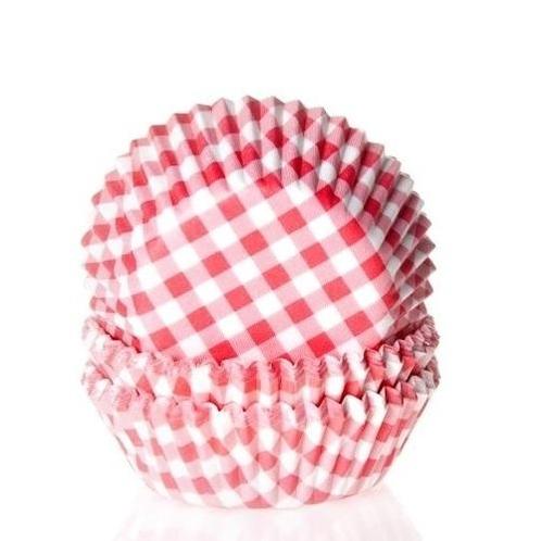 Cupcake Cups HoM Boerenbont Ruit Rood 50x33mm. 50st., Hobby en Vrije tijd, Taarten en Cupcakes maken, Nieuw, Verzenden