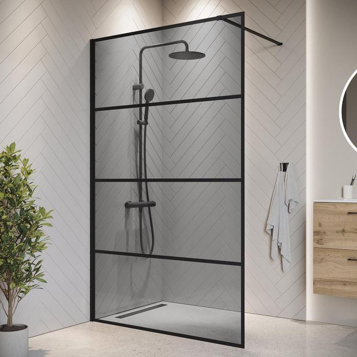 Douchewand Essos 120 x 200 cm Zwart – Inloopdouche 8 mm, Doe-het-zelf en Verbouw, Sanitair, Nieuw, Douche, Verzenden