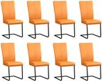 Set van 8 Lichtcognac leren industriële eetkamerstoelen - po, Huis en Inrichting, Stoelen, Overige kleuren, Nieuw, Leer, Ophalen of Verzenden
