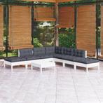 vidaXL 8-delige Loungeset met kussens grenenhout wit, Verzenden, Nieuw, 8 zitplaatsen, Loungeset