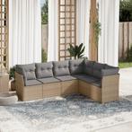 vidaXL 6-delige Loungeset met kussens poly rattan beige, Verzenden, Nieuw, Rotan, Loungeset