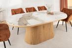 Ovale eettafel UNIQUE 200 cm wit natuurlijk keramiek eiken, Huis en Inrichting, Tafels | Eettafels, Ophalen of Verzenden, Nieuw