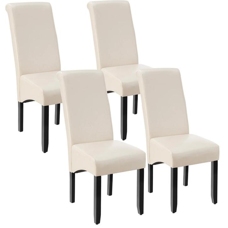 Eetkamerstoel, ergonomisch, massief hardhout - crème, Set va, Huis en Inrichting, Stoelen, Verzenden