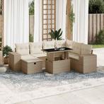 vidaXL 8-delige Loungeset met kussens poly rattan beige, Verzenden, Nieuw, Rotan, Loungeset