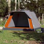 Kampeertent 4-persoons snelontgrendeling grijs en oranje, Caravans en Kamperen, Kampeeraccessoires, Verzenden, Nieuw