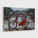 3D Schilderij Metaal – Red bike – 120x80cm, Huis en Inrichting, Woonaccessoires | Schilderijen, Tekeningen en Foto's, Nieuw, Schilderij
