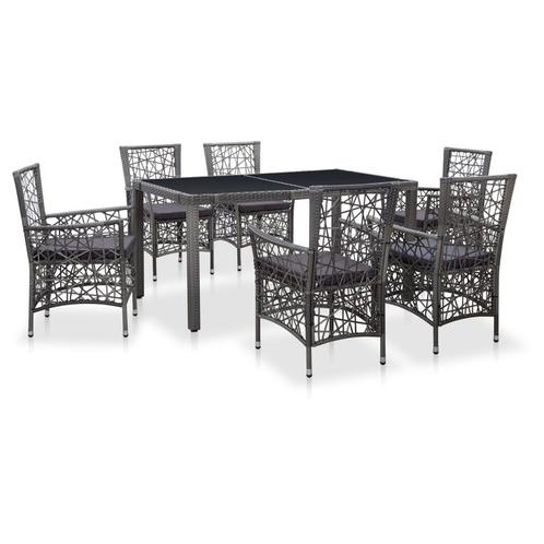 vidaXL 7-delige Tuinset poly rattan grijs, Tuin en Terras, Tuinsets en Loungesets, Tuinset, Nieuw, 6 zitplaatsen, Rotan, Verzenden