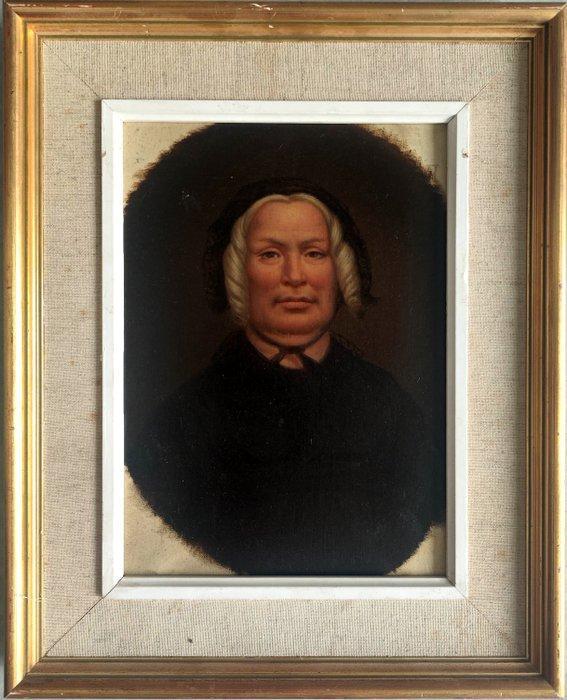 École française (XIX) - Portrait de dame en noir - NO, Antiek en Kunst, Kunst | Schilderijen | Klassiek