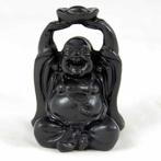 Happy Boeddha Beeld met Parel Polyresin Zwart - 7 x 4 x 3 cm, Nieuw, Verzenden