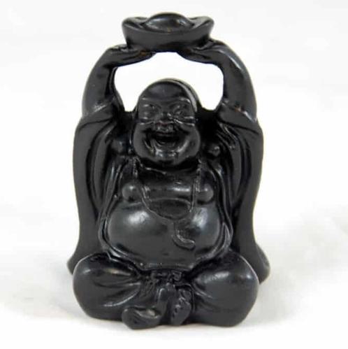 Happy Boeddha Beeld met Parel Polyresin Zwart - 7 x 4 x 3 cm, Huis en Inrichting, Woonaccessoires | Overige, Nieuw, Verzenden