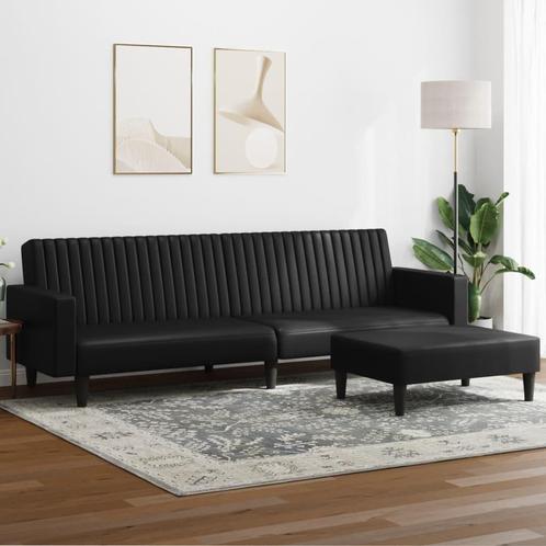 vidaXL 2-delige Loungeset kunstleer zwart, Huis en Inrichting, Banken | Bankstellen, Nieuw, Leer, Vierpersoons of meer, Verzenden