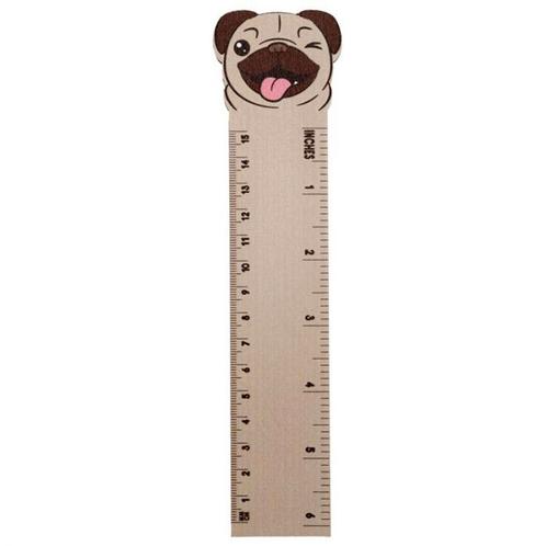 Liniaal Hout - Mopshond Knipoog - Centimeter/Inches - 15cm N, Diversen, Schrijfwaren, Nieuw, Ophalen of Verzenden