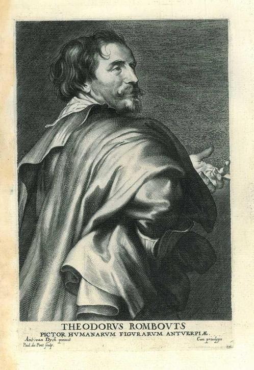 Portrait of Theodoor Rombouts, Antiek en Kunst, Kunst | Etsen en Gravures